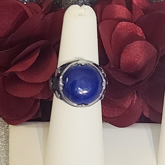 NWT Lapis Lazuli Solitaire Ring in Stainless Steel Size 5 - Picture 4 of 12